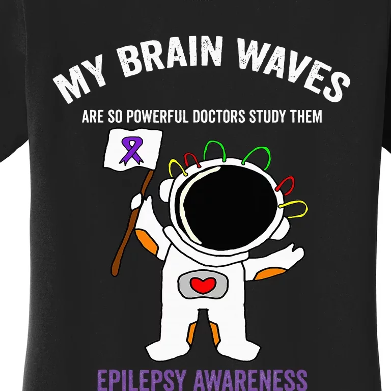 Epilepsy Awareness Purple Ribbon Spacethemed Epilepsy Women's T-Shirt