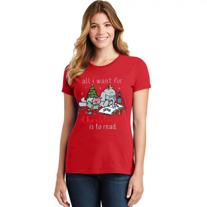 Elephant And Piggie All I Want For Christmas Is To Read Women's T-Shirt