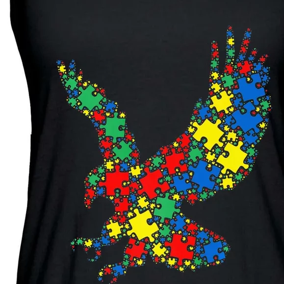 Eagle Autism Puzzle for Autism Awareness Ladies Essential Flowy Tank