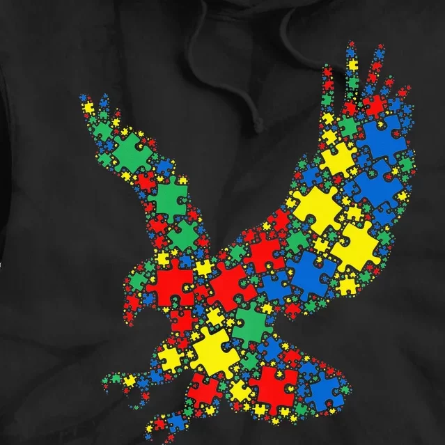 Eagle Autism Puzzle for Autism Awareness Tie Dye Hoodie