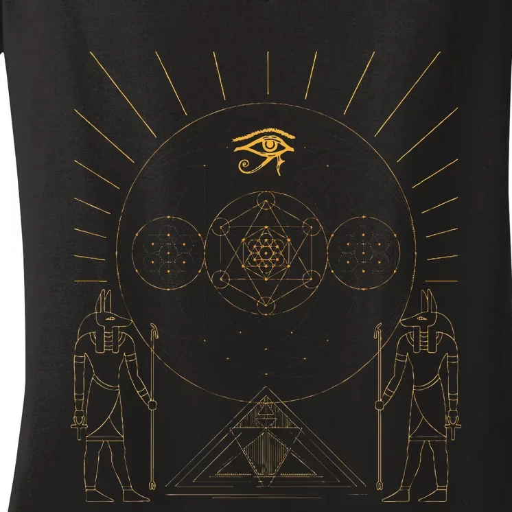 Egyptology Anubis Pyramids Symbol Kemetic Egyptian Women's V-Neck T-Shirt