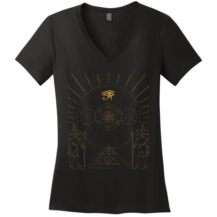 Egyptology Anubis Pyramids Symbol Kemetic Egyptian Women's V-Neck T-Shirt