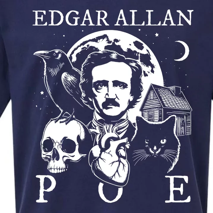 Edgar Allan Poe Poems Quotes Raven Literature Sueded Cloud Jersey T-Shirt