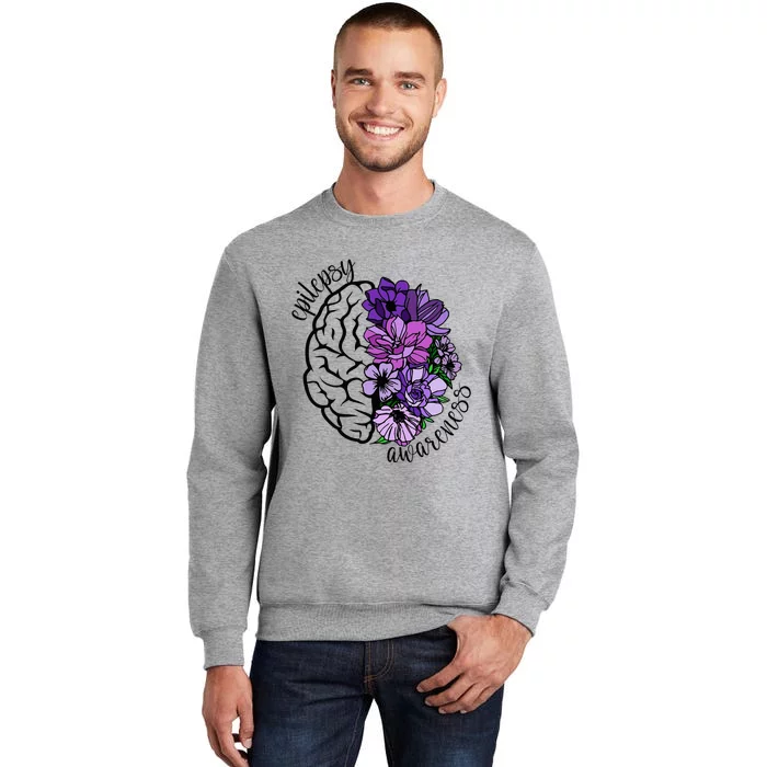 Epilepsy Awareness Purple Brain Flower Sweatshirt