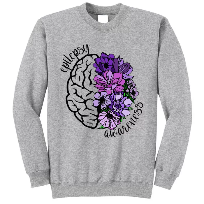 Epilepsy Awareness Purple Brain Flower Sweatshirt