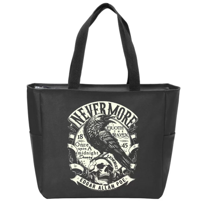 Edgar Allan Poe Quoth The Raven Zip Tote Bag