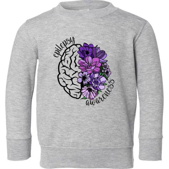 Epilepsy Awareness Purple Brain Flower Toddler Sweatshirt