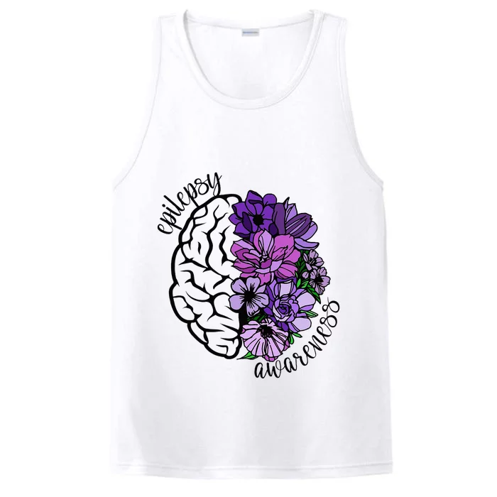 Epilepsy Awareness Purple Brain Flower Performance Tank