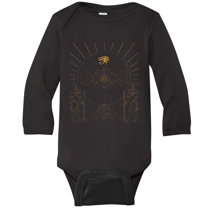 Egyptology Anubis Pyramids Symbol Kemetic Egyptian Baby Long Sleeve Bodysuit