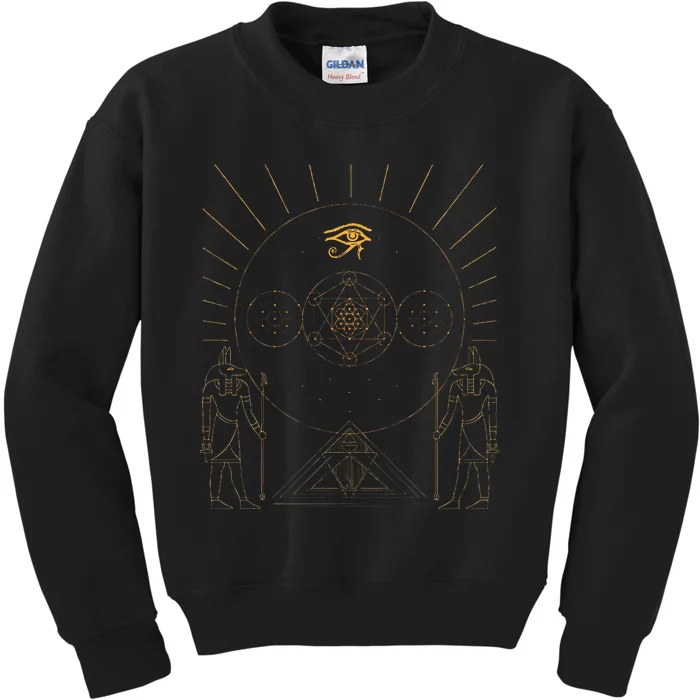 Egyptology Anubis Pyramids Symbol Kemetic Egyptian Kids Sweatshirt