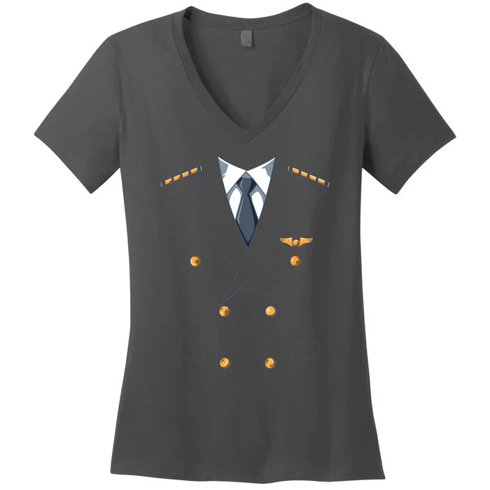 Easy Airline Pilot Costume Pilot Body Headless Pilot Costume Women's V-Neck T-Shirt