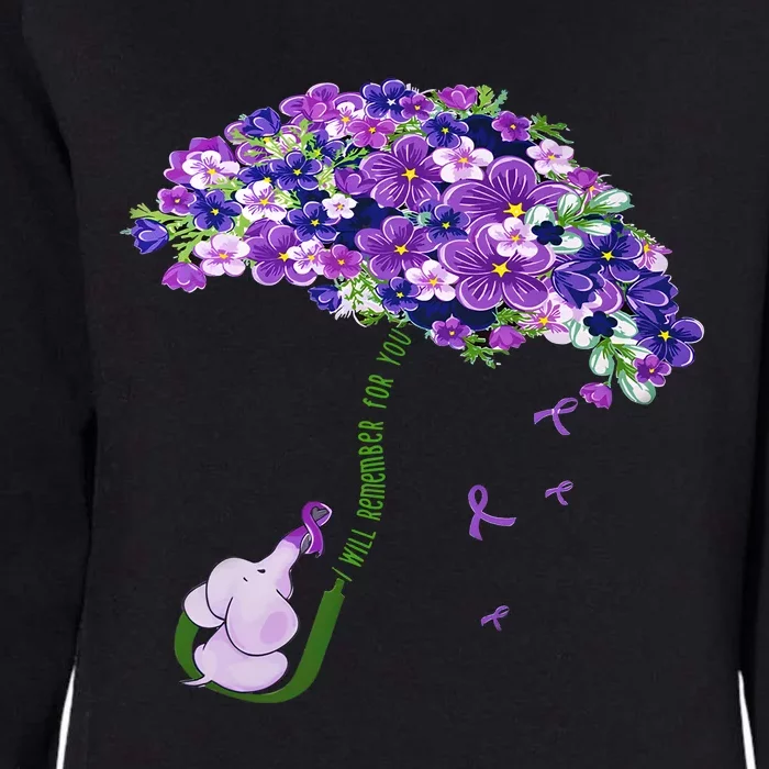 Elephant Alzheimers Purple Flower I Will Remember For You Womens California Wash Sweatshirt