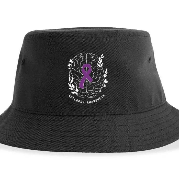 Epilepsy Awareness Ribbon Purple Epilepsy Brain Grahpic Sustainable Bucket Hat