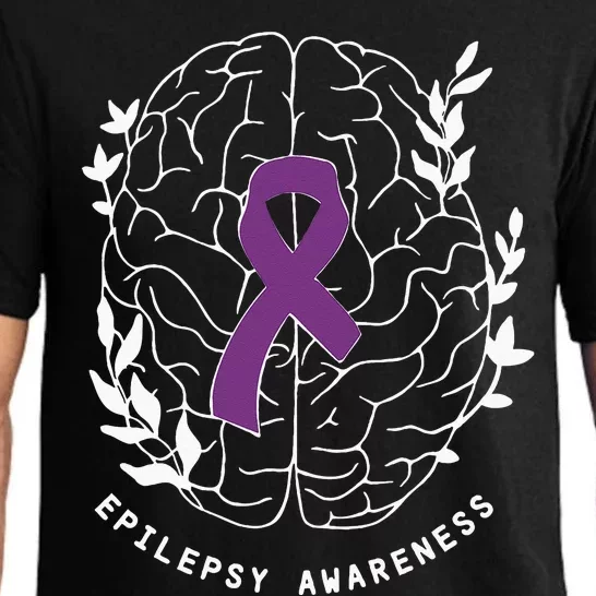 Epilepsy Awareness Ribbon Purple Epilepsy Brain Grahpic Pajama Set