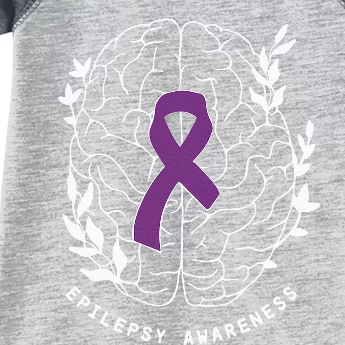 Epilepsy Awareness Ribbon Purple Epilepsy Brain Grahpic Infant Baby Jersey Bodysuit