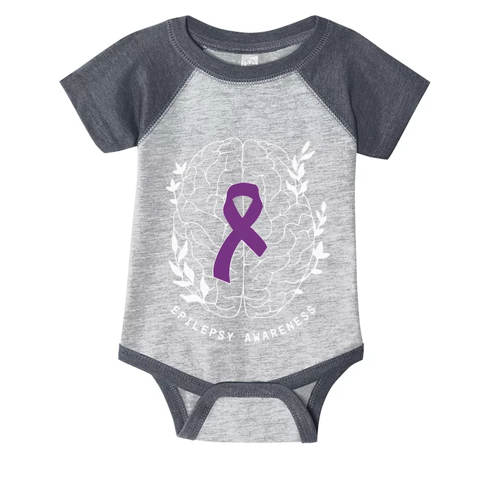 Epilepsy Awareness Ribbon Purple Epilepsy Brain Grahpic Infant Baby Jersey Bodysuit