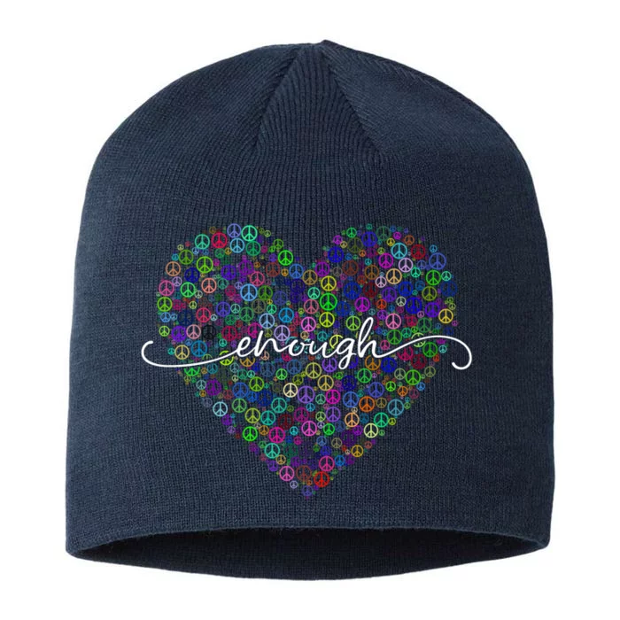 Enough Awareness Rainbow Peace Heart 8 1/2in Sustainable Knit Beanie