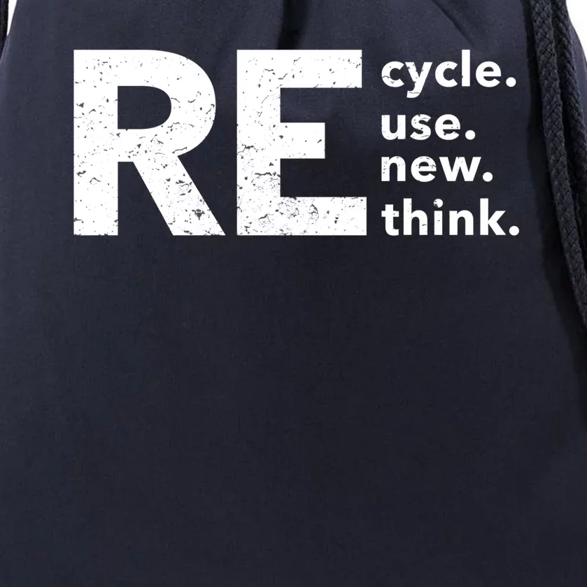 Environmental Activism Recycle Reuse Renew Rethink Crisis Drawstring Bag