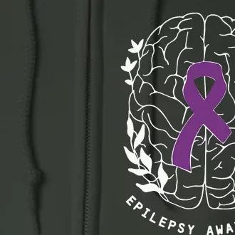 Epilepsy Awareness Ribbon Purple Epilepsy Brain Grahpic Full Zip Hoodie