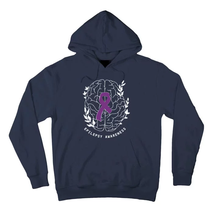 Epilepsy Awareness Ribbon Purple Epilepsy Brain Grahpic Tall Hoodie