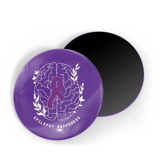 Epilepsy Awareness Ribbon Purple Epilepsy Brain Grahpic Magnet