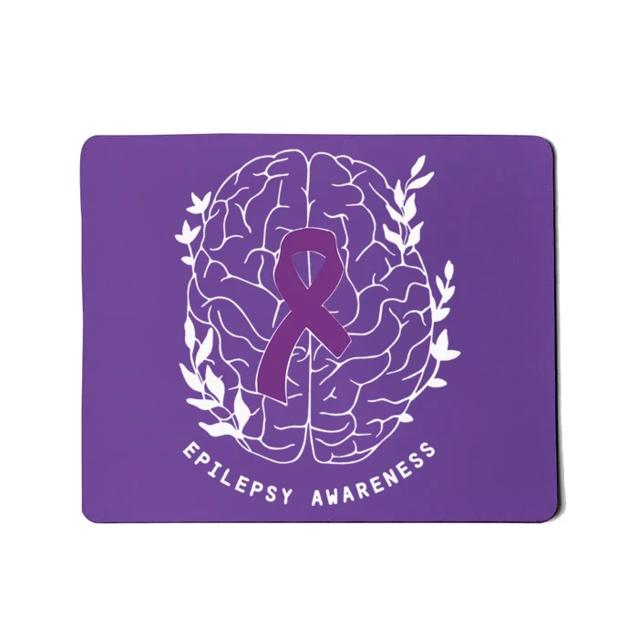 Epilepsy Awareness Ribbon Purple Epilepsy Brain Grahpic Mousepad