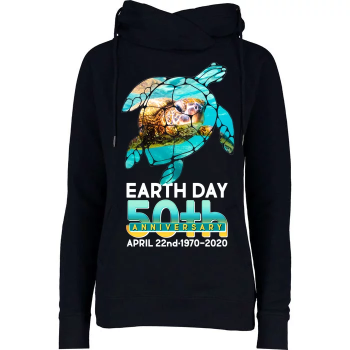 Earth Day 50th Anniversary Turtle Womens Funnel Neck Pullover Hood