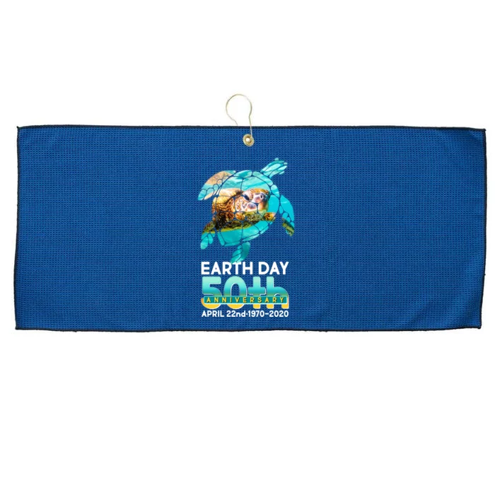 Earth Day 50th Anniversary Turtle Large Microfiber Waffle Golf Towel