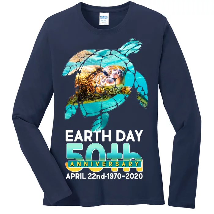 Earth Day 50th Anniversary Turtle Ladies Long Sleeve Shirt