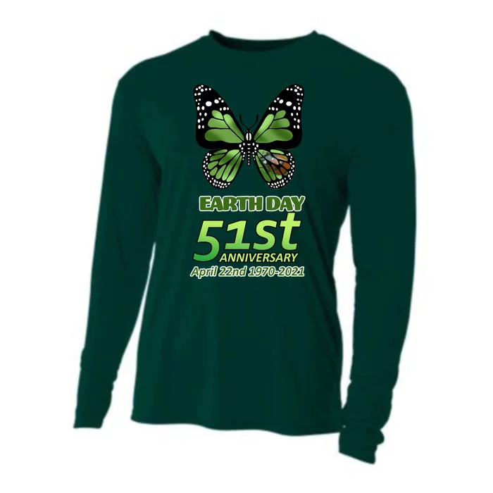 Earth Day 51st Anniversary 2021 Butterfly Cooling Performance Long Sleeve Crew