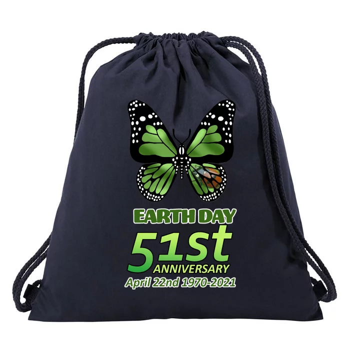 Earth Day 51st Anniversary 2021 Butterfly Drawstring Bag