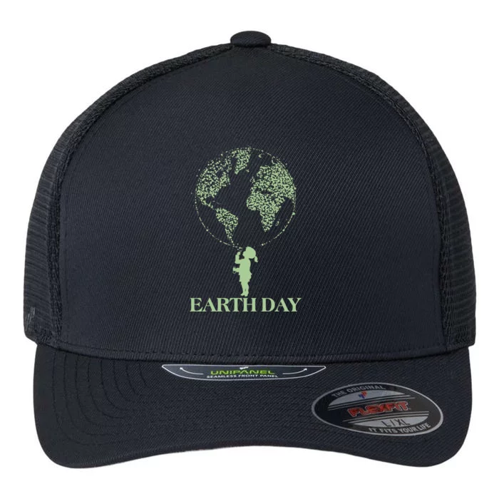 Earth Day Child Blowing Bubbles Earth Flexfit Unipanel Trucker Cap