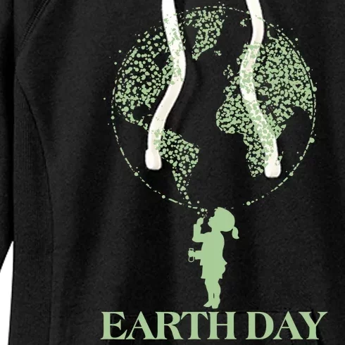 Earth Day Child Blowing Bubbles Earth Women's Fleece Hoodie