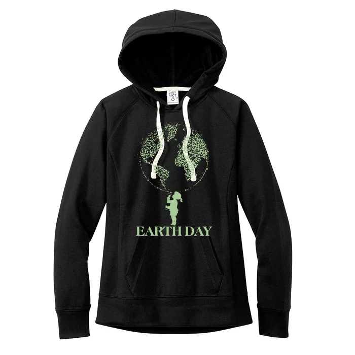 Earth Day Child Blowing Bubbles Earth Women's Fleece Hoodie