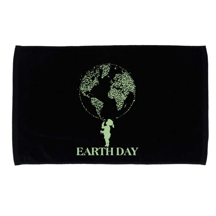 Earth Day Child Blowing Bubbles Earth Microfiber Hand Towel