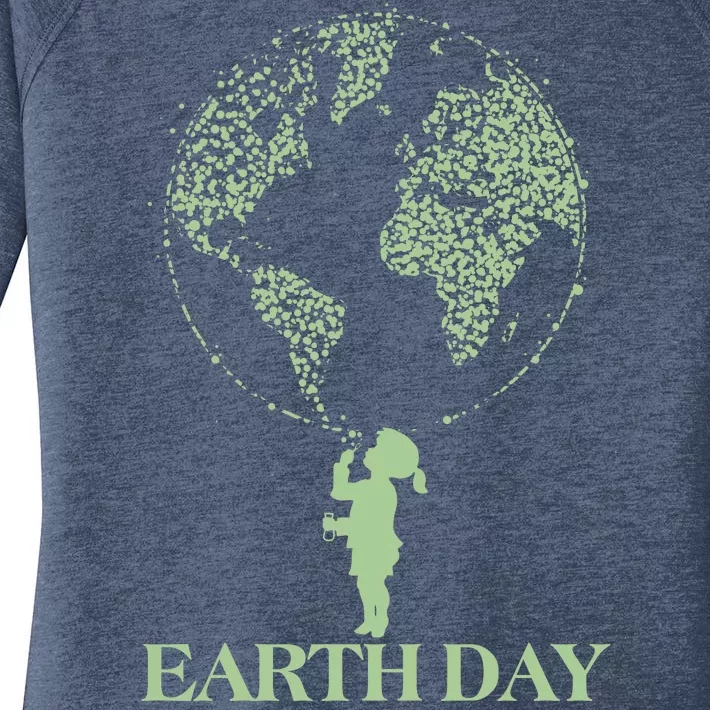 Earth Day Child Blowing Bubbles Earth Women's Perfect Tri Tunic Long Sleeve Shirt