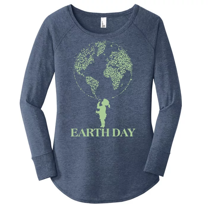 Earth Day Child Blowing Bubbles Earth Women's Perfect Tri Tunic Long Sleeve Shirt