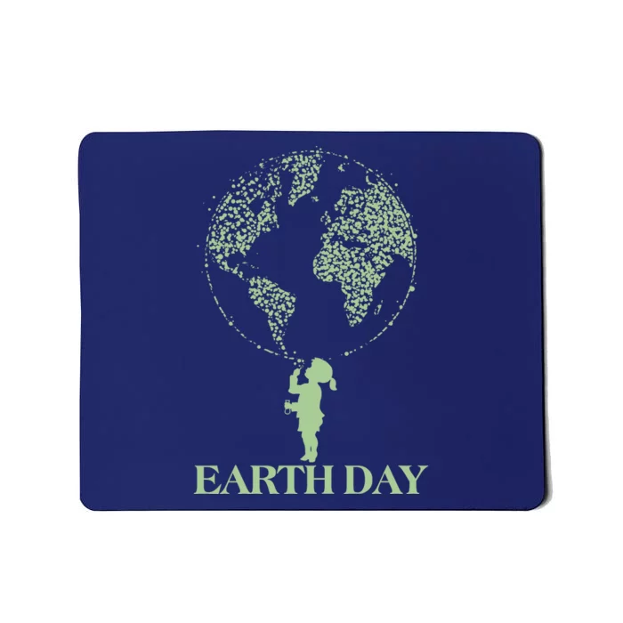 Earth Day Child Blowing Bubbles Earth Mousepad