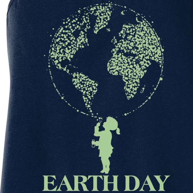 Earth Day Child Blowing Bubbles Earth Women's Racerback Tank