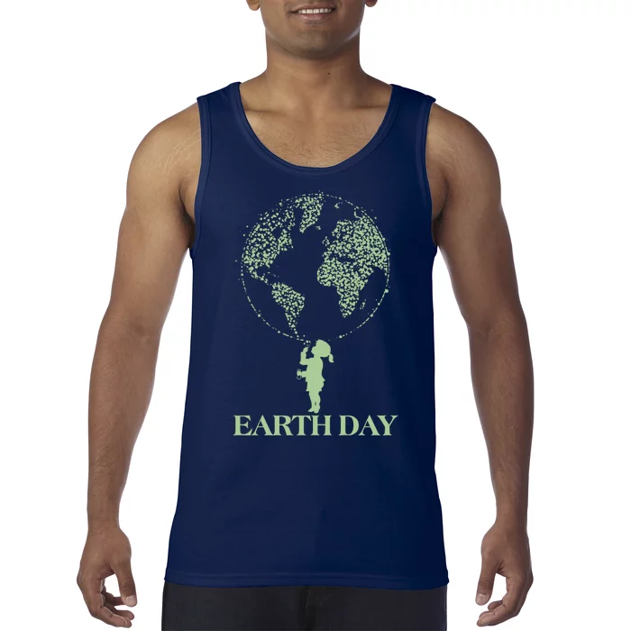 Earth Day Child Blowing Bubbles Earth Tank Top