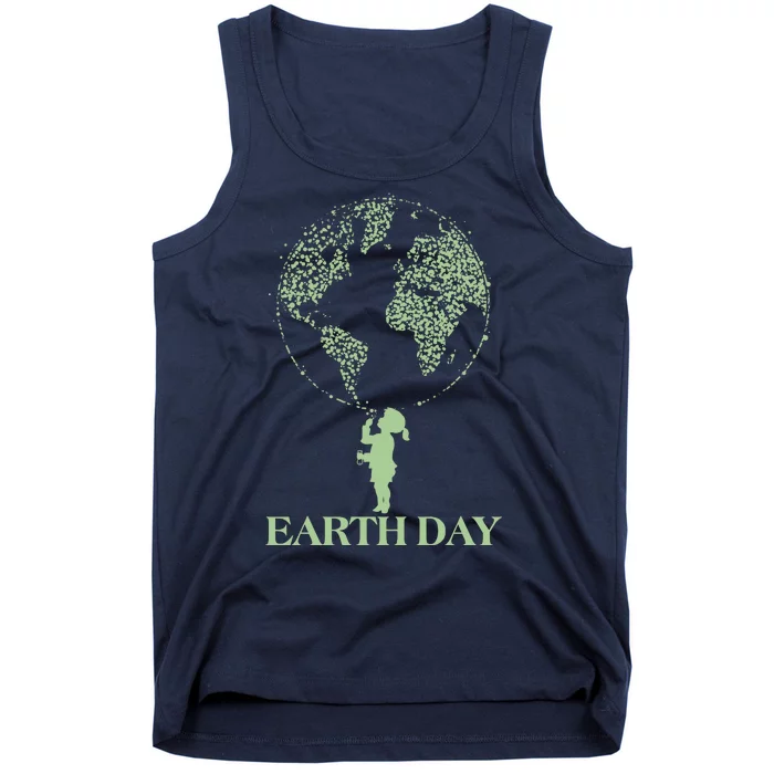 Earth Day Child Blowing Bubbles Earth Tank Top