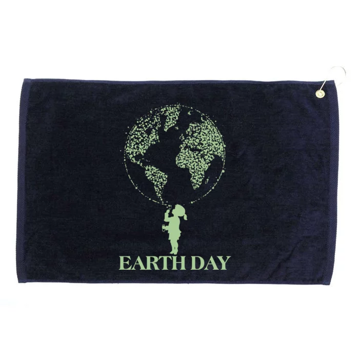 Earth Day Child Blowing Bubbles Earth Grommeted Golf Towel