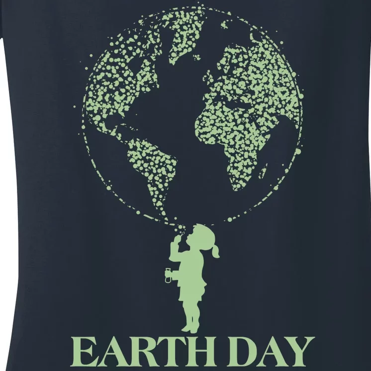 Earth Day Child Blowing Bubbles Earth Women's V-Neck T-Shirt