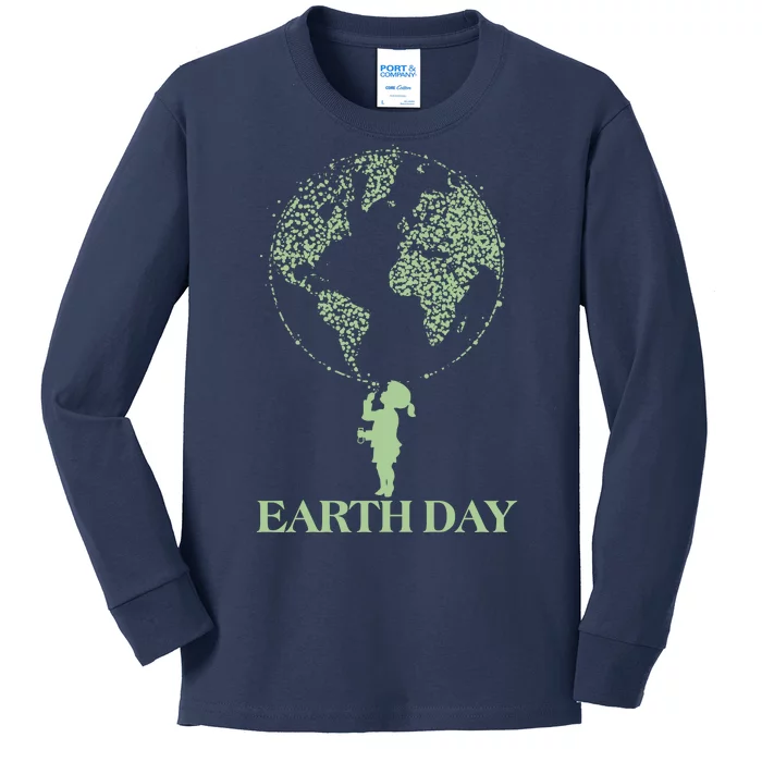 Earth Day Child Blowing Bubbles Earth Kids Long Sleeve Shirt