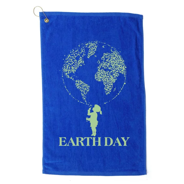 Earth Day Child Blowing Bubbles Earth Platinum Collection Golf Towel