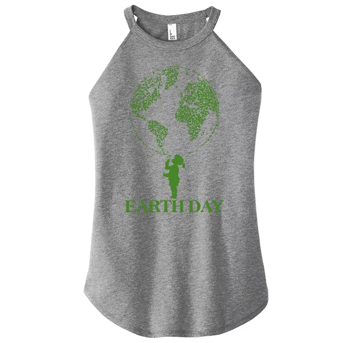 Earth Day Child Blowing Bubbles Earth Women’s Perfect Tri Rocker Tank