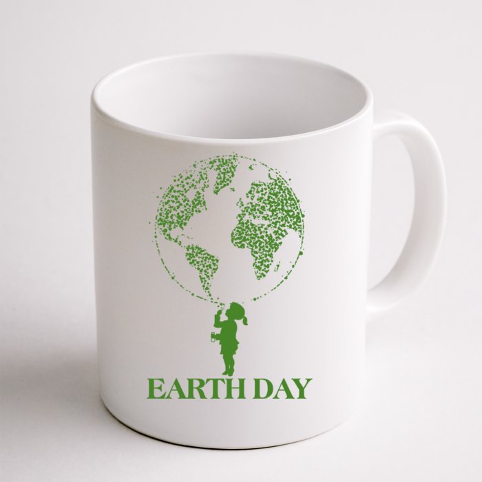 Earth Day Child Blowing Bubbles Earth Front & Back Coffee Mug