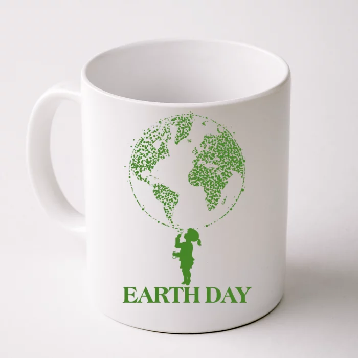 Earth Day Child Blowing Bubbles Earth Front & Back Coffee Mug