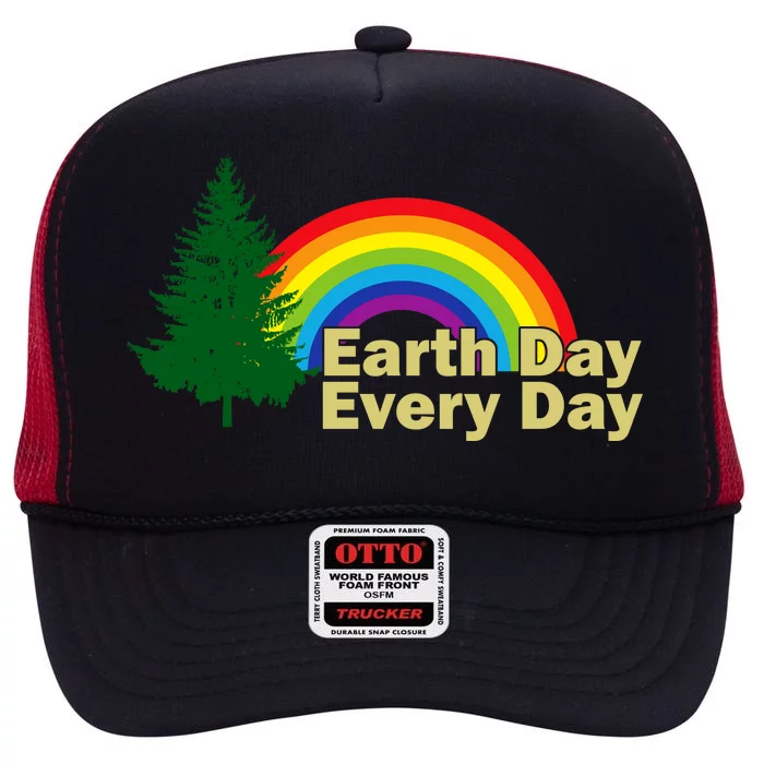 Earth Day Every Day Rainbow High Crown Mesh Trucker Hat