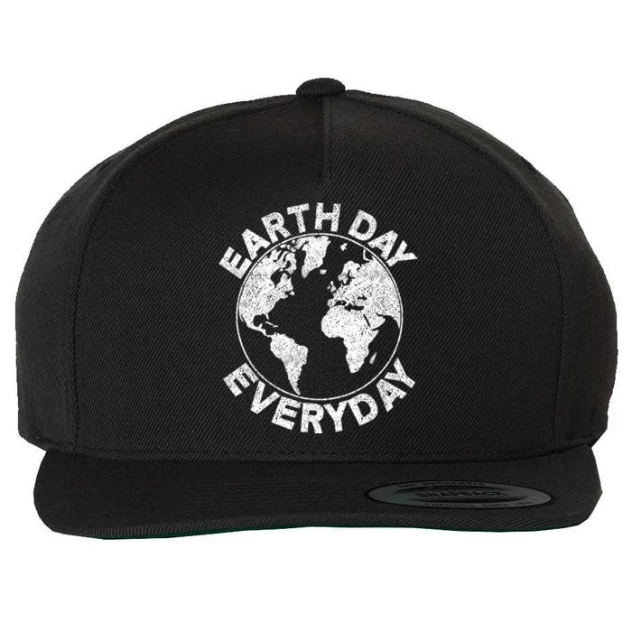 Earth Day Everyday Earth Distressed Wool Snapback Cap